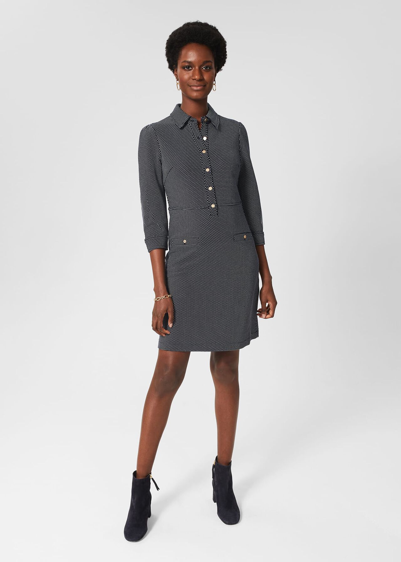 Flavia Ponte Dress, Navy Ivory, hi-res