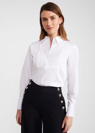 Valerie Cotton Blend Shirt, White, hi-res