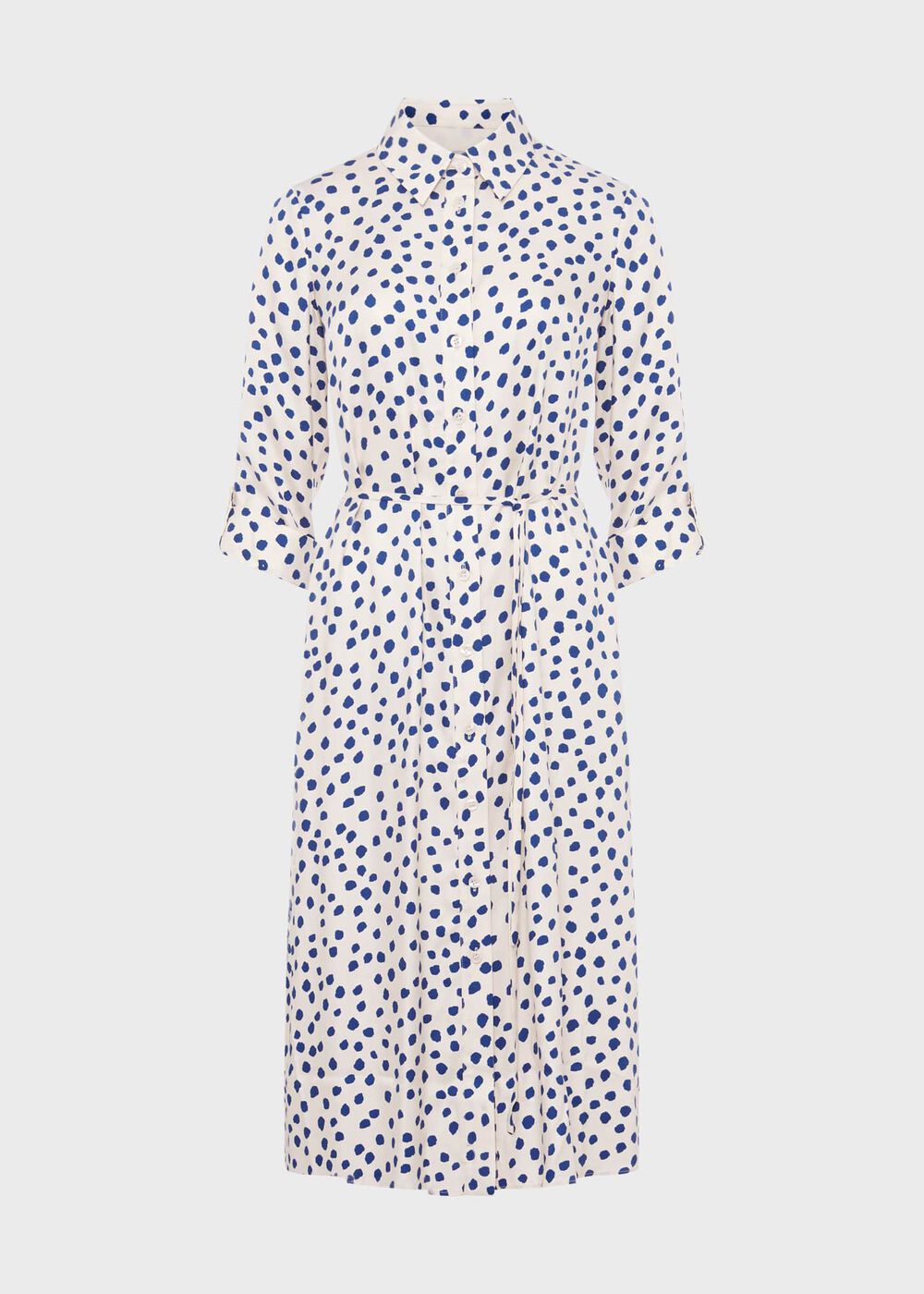 Cali Spot Shirt Dress, Ivory Deep Blue, hi-res