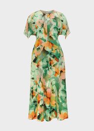 Rosemoor Silk Midi Dress, Green Orange, hi-res