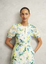 Winnie Floral Linen Dress, Ivory Multi, hi-res