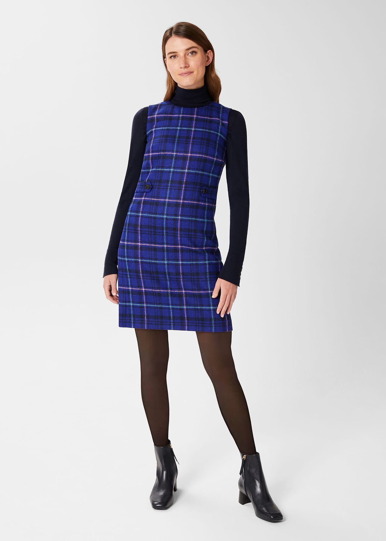 Petite Emberly Wool Dress, Cobalt Multi, hi-res