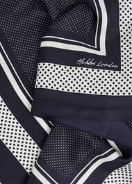 Milena Silk Scarf, Navy Ivory, hi-res