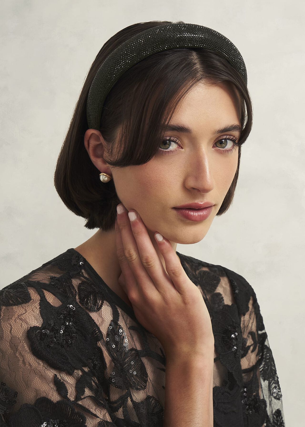 Rosana Sparkle Headband, Black, hi-res
