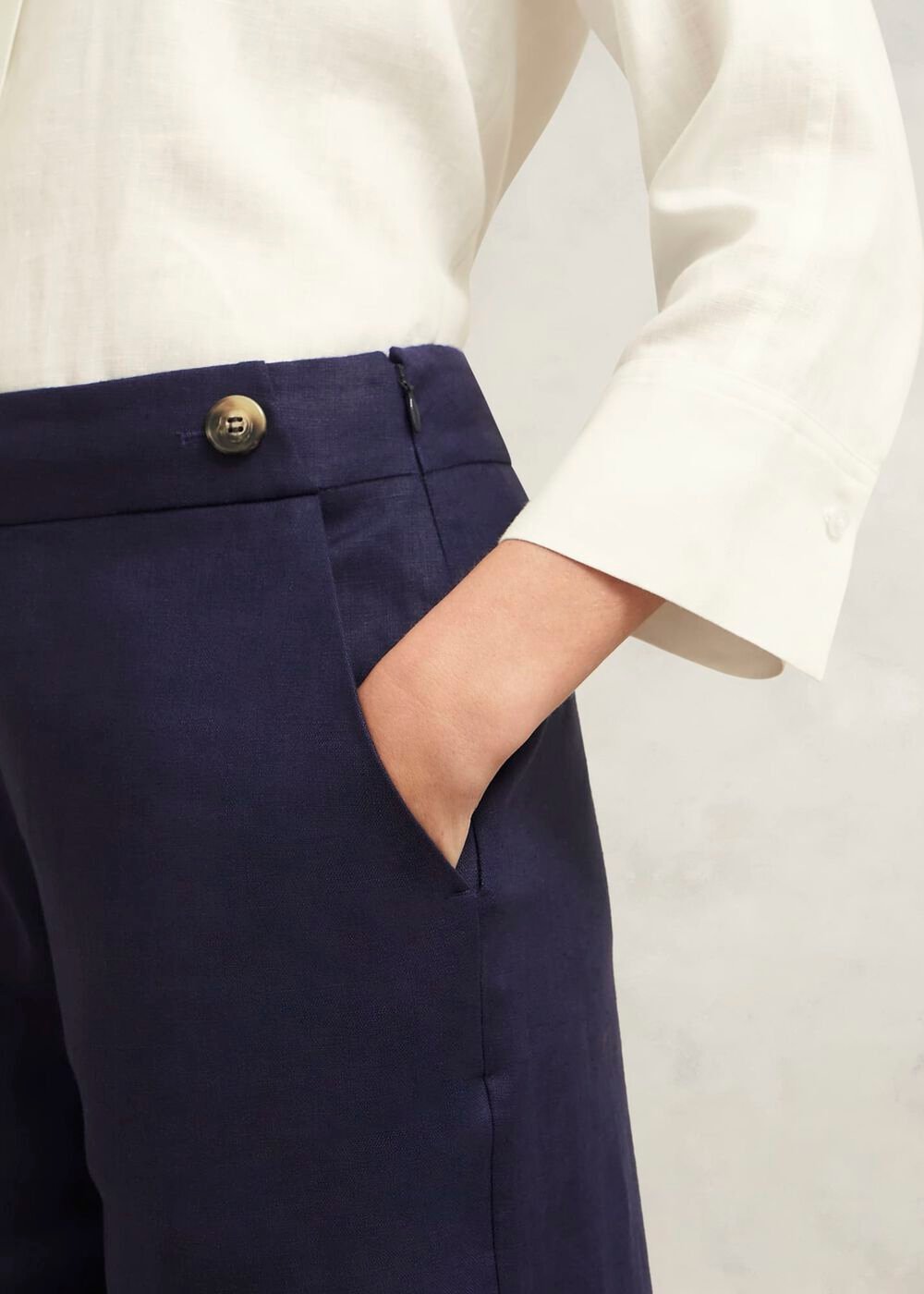 Josephine Linen Trousers, True Navy, hi-res