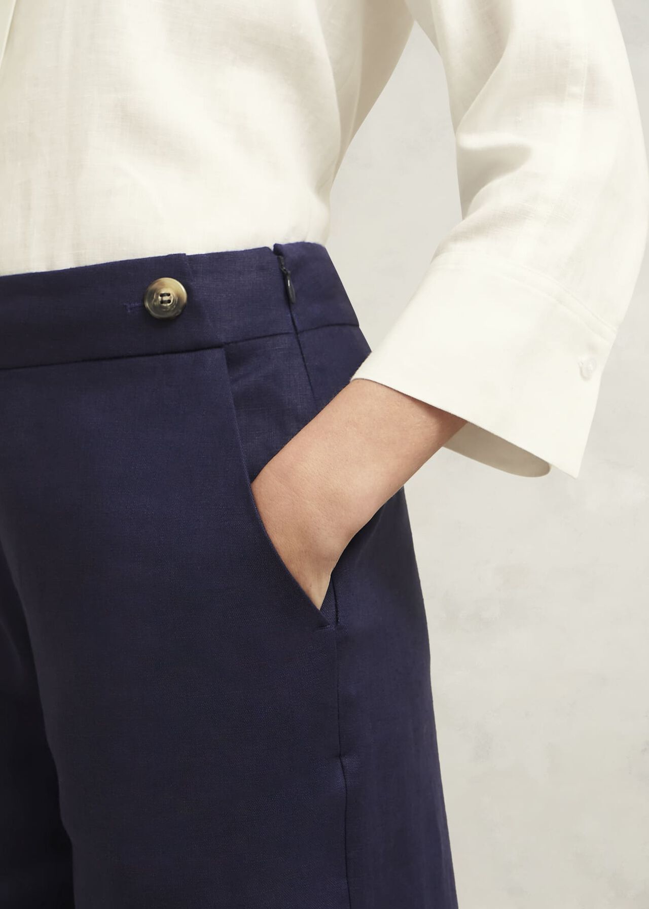 Josephine Linen Trousers, True Navy, hi-res