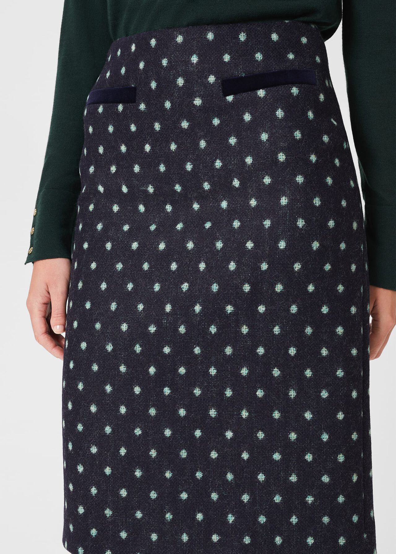 Tessa Wool Pencil Skirt, Navy Green, hi-res