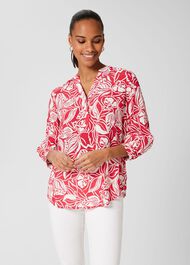 Essie Printed Blouse, Magenta White, hi-res