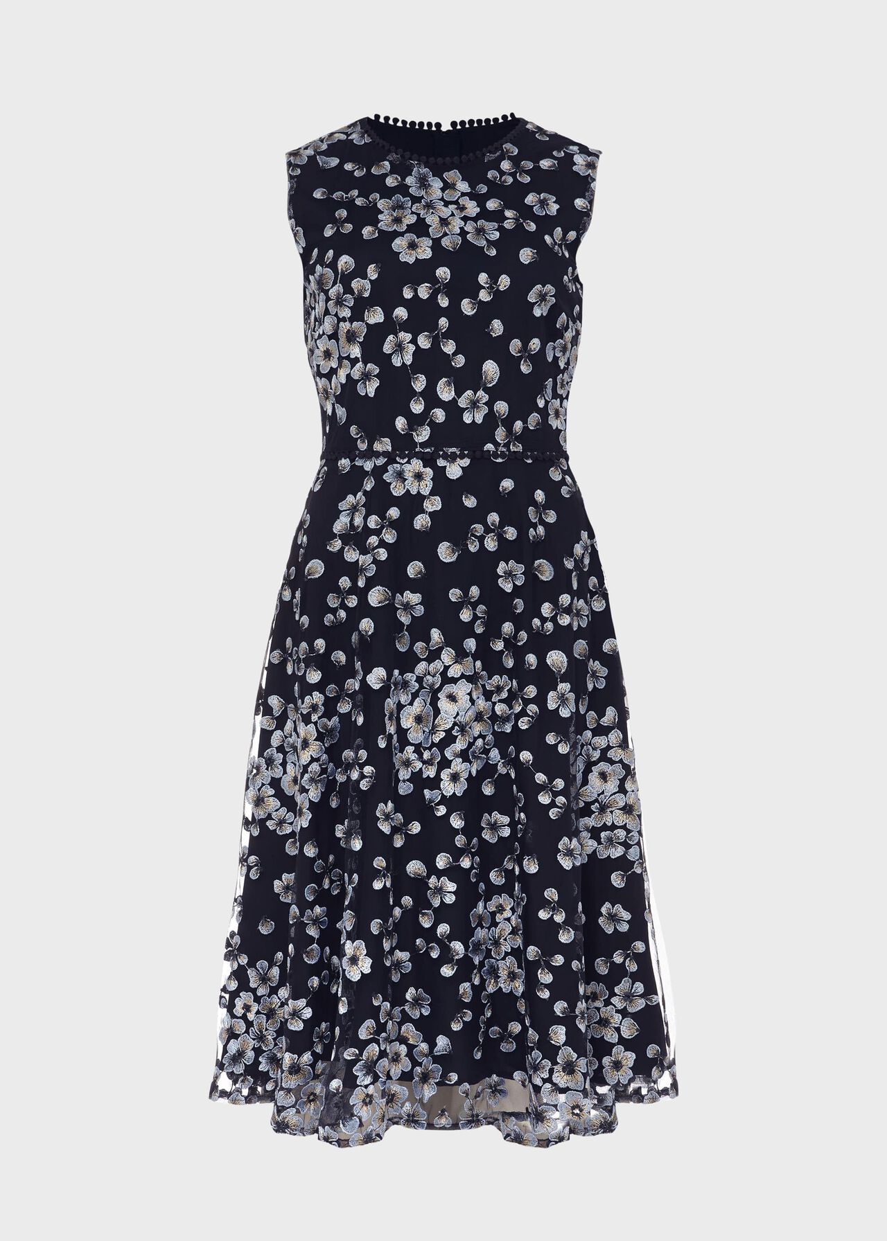 Lilith Embroidered Floral Dress Navy Blue