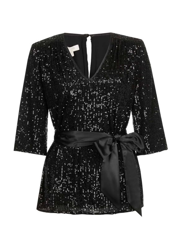 Salma Sequin V Neck Top
