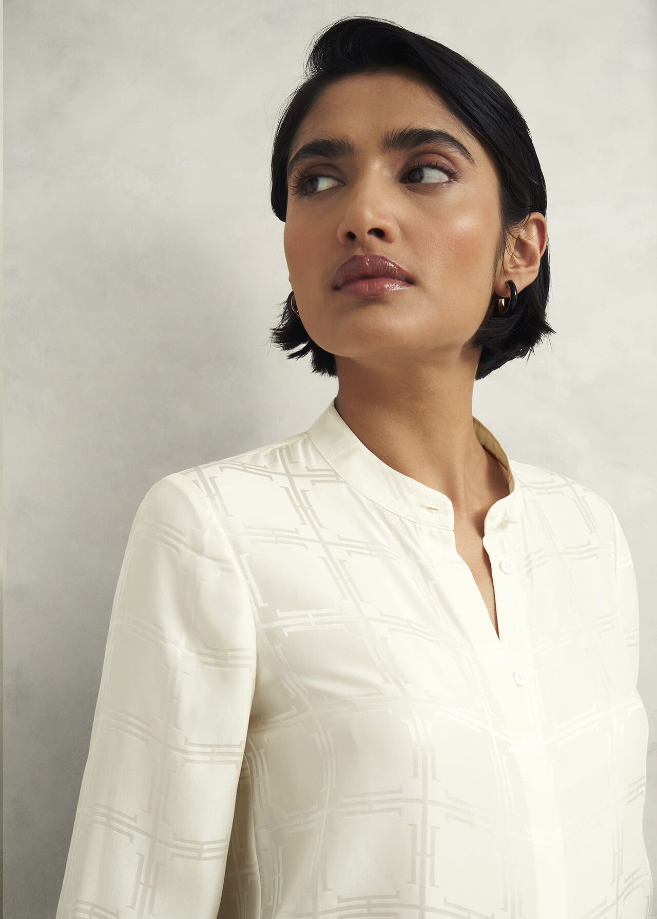 Sloane Silk Blouse, Ivory, hi-res