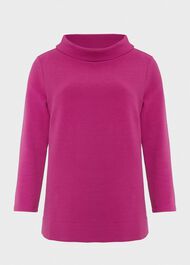 Betsy Textured Top With Cotton , Magenta Pink, hi-res