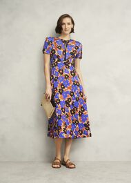 Arlesey Floral Midi Dress, Beige Multi, hi-res