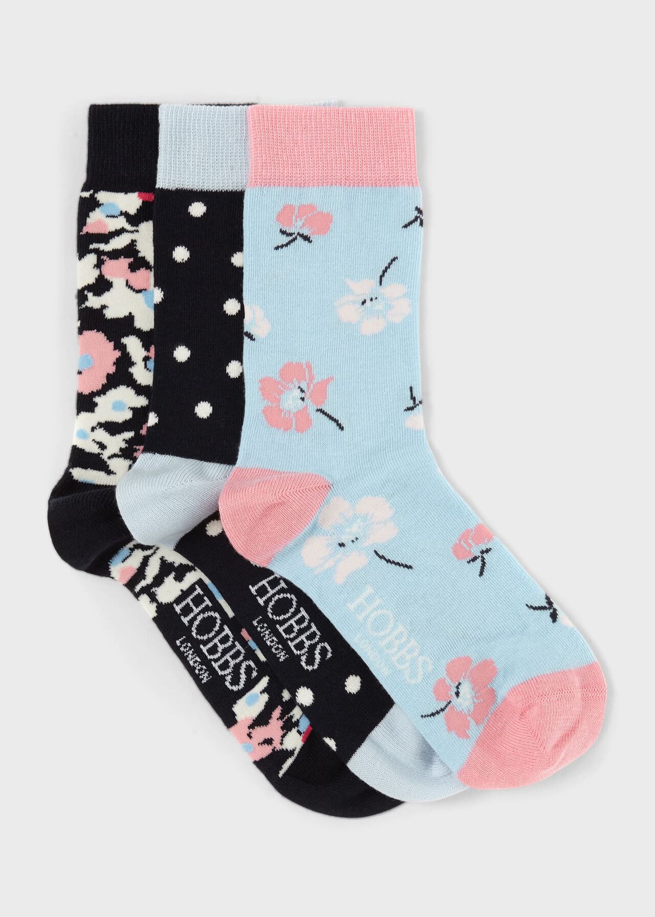 Floral Sock Set, Blue Multi, hi-res