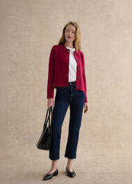 Mia Cotton Blend Knitted Jacket, Beetroot Pink, hi-res