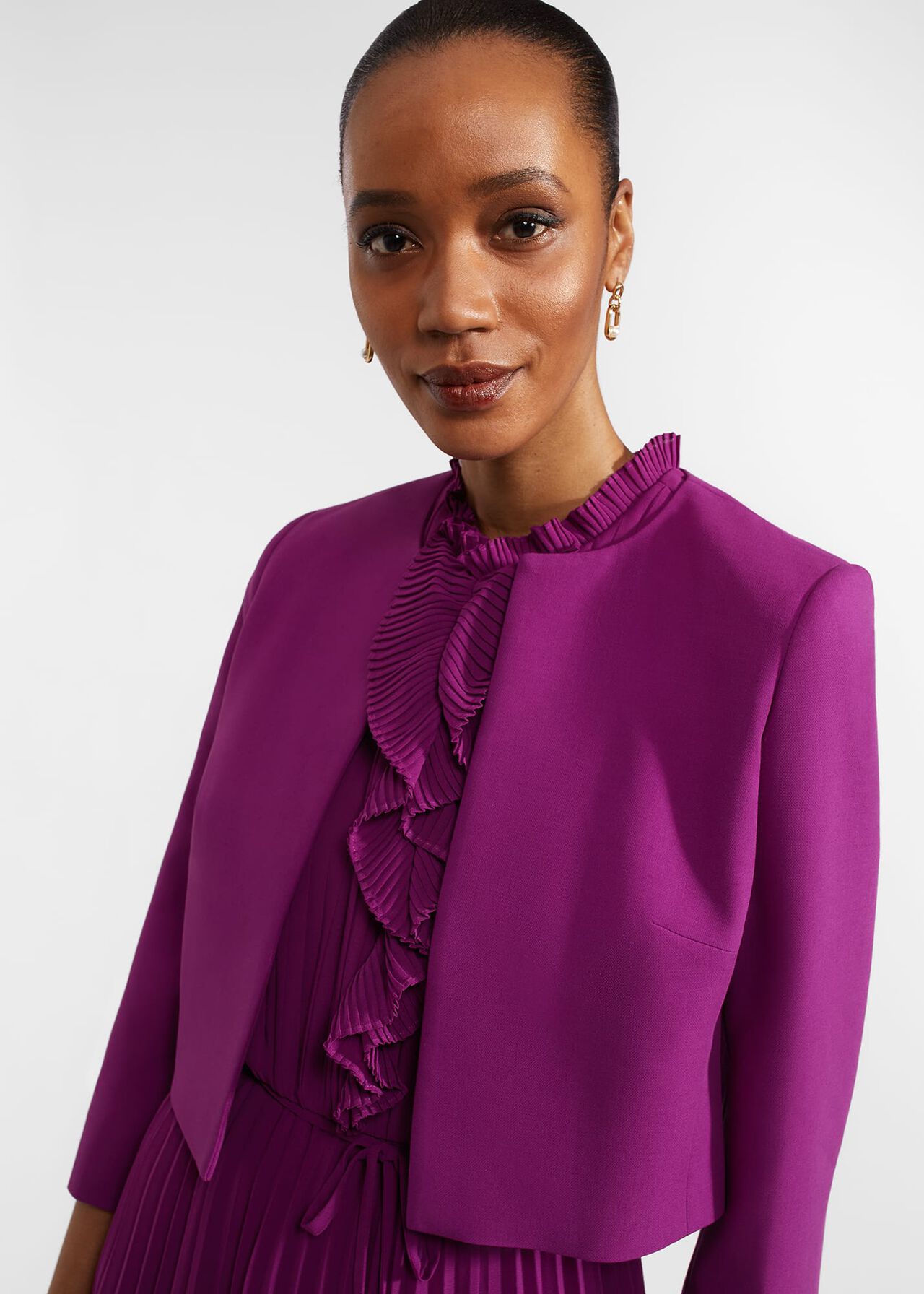 Elize Crepe Jacket, Magenta Purple, hi-res