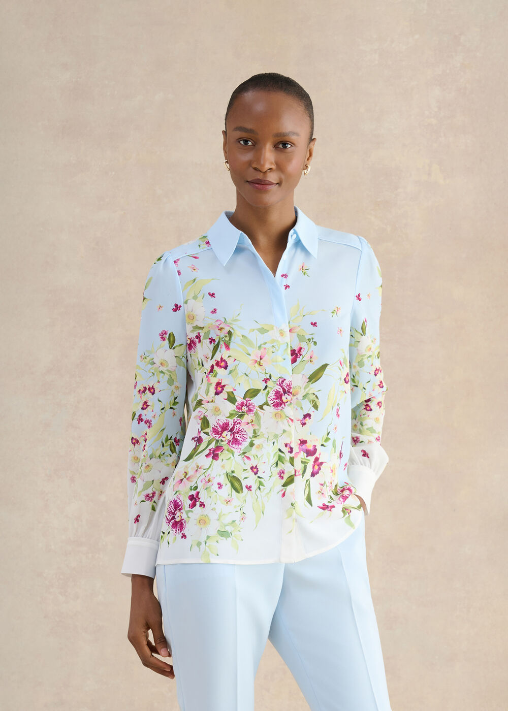 Sabina Floral Shirt, Pale Blue Multi, hi-res