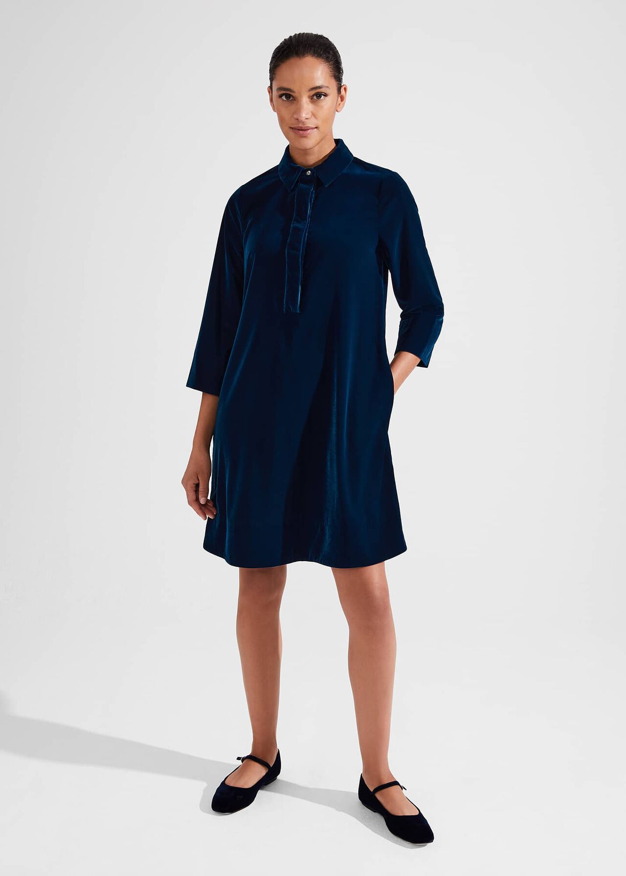 Velvet Marciella Dress, Steel Blue, hi-res