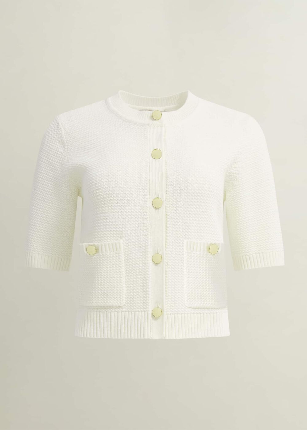 Emily Cotton Cardigan, Warm Ivory, hi-res
