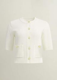 Emily Cotton Cardigan, Warm Ivory, hi-res