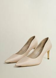 Leila Wool Silk Court Shoes, Oyster, hi-res