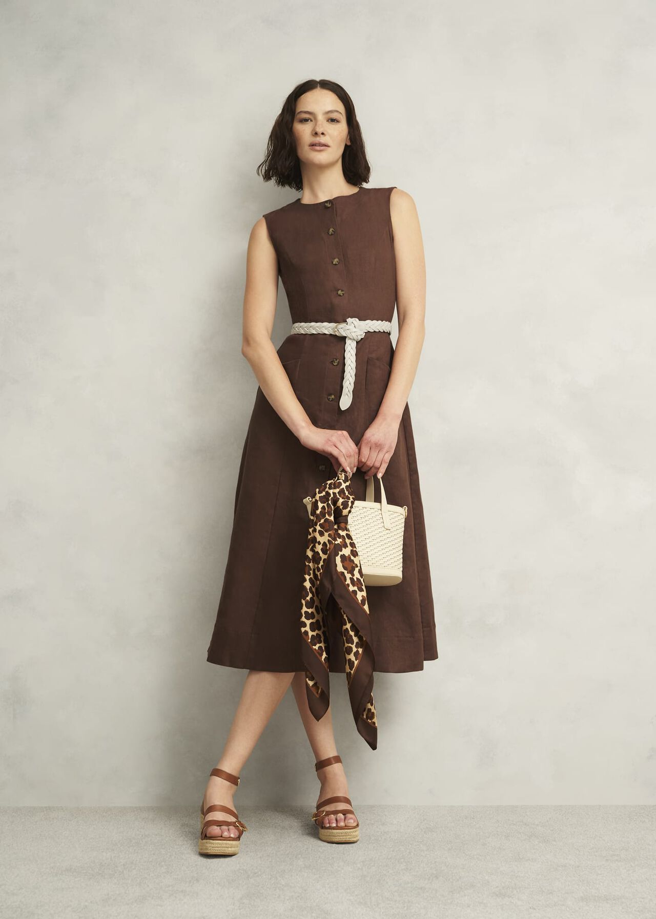 Meera Woven Leather Belt, Chalk Beige, hi-res