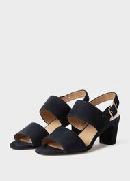 Katrina Suede Block Heel Sandals, Navy, hi-res