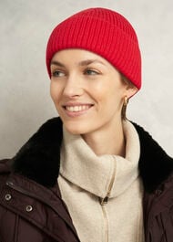 Philipa Knit Hat With Wool , Red, hi-res