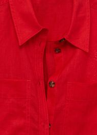 Georgiana Linen Shirt, Coral Red, hi-res