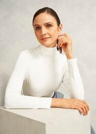 Mischa Roll Neck Top, Hobbs Ivory, hi-res