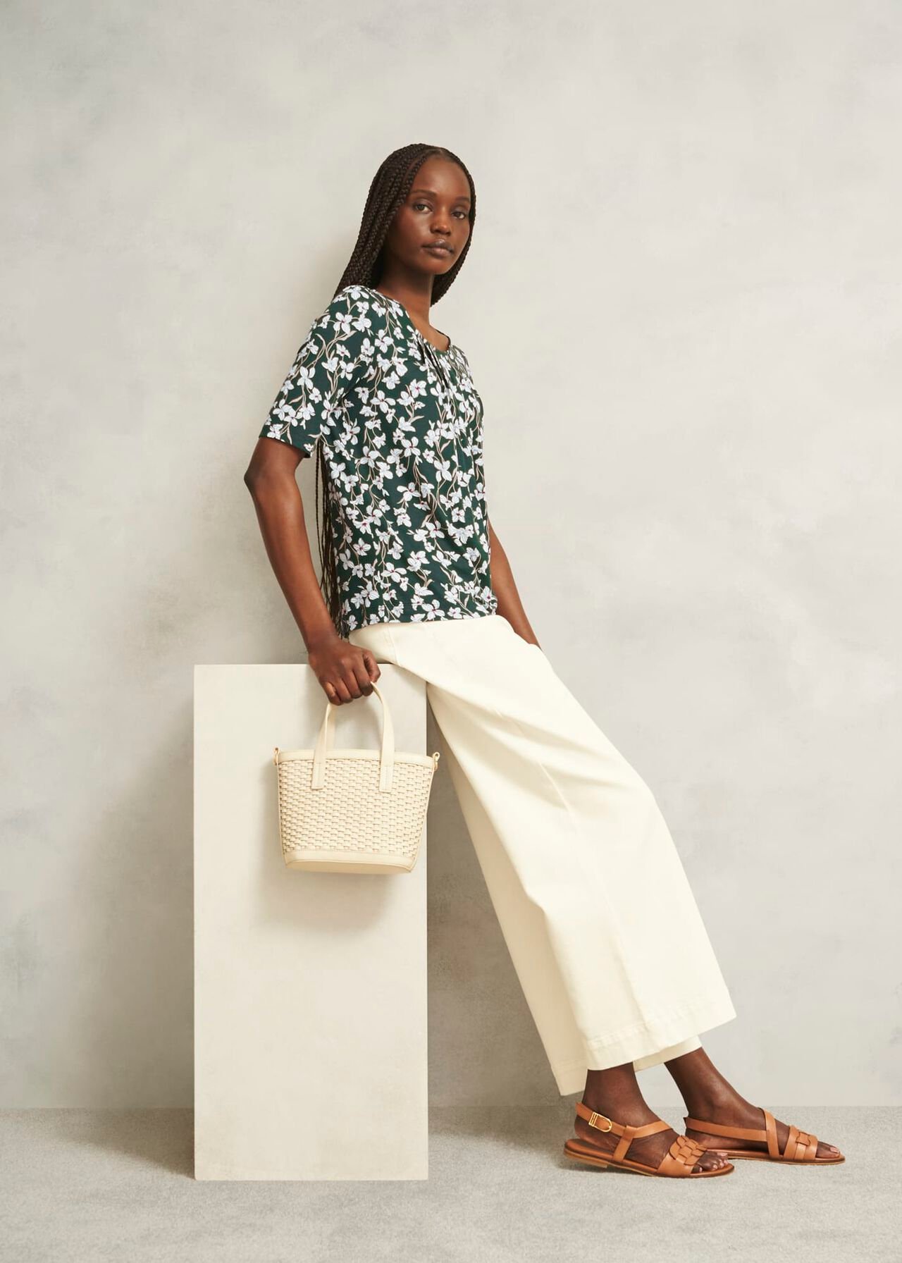 Jacqueline Print Top, Green Ivory, hi-res
