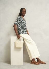 Jacqueline Print Top, Green Ivory, hi-res