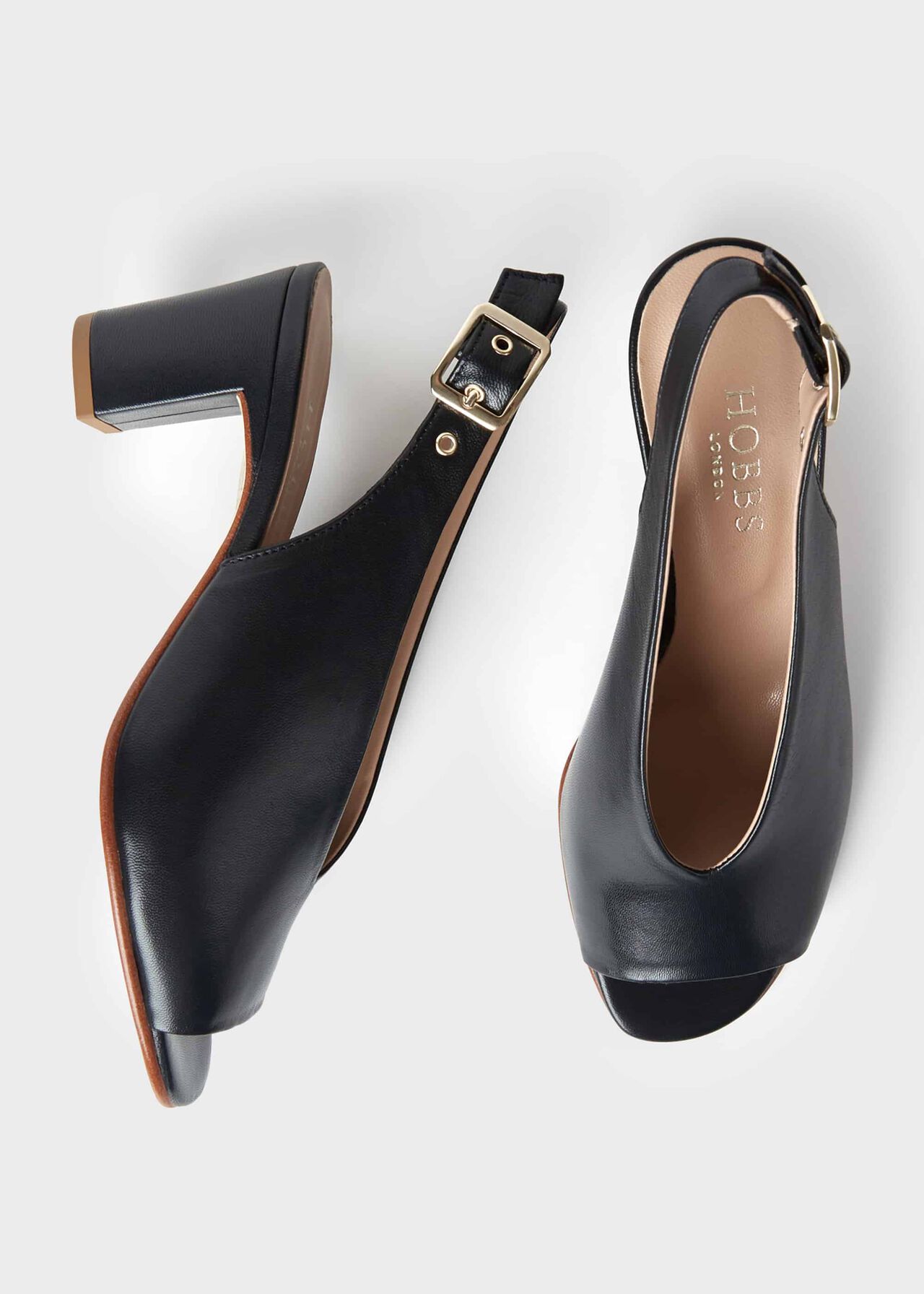 Kali Leather Block Heel Sandals, Navy, hi-res