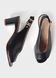 Kali Leather Block Heel Sandals, Navy, hi-res