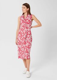 Nadia Jersey Dress, Magenta Ivory, hi-res