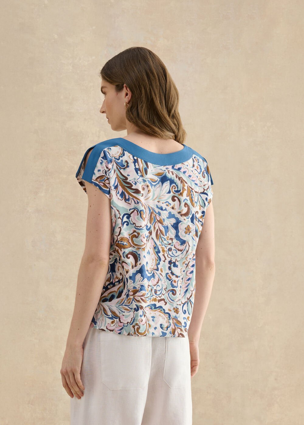 Viviana Printed Top, Blue Multi, hi-res