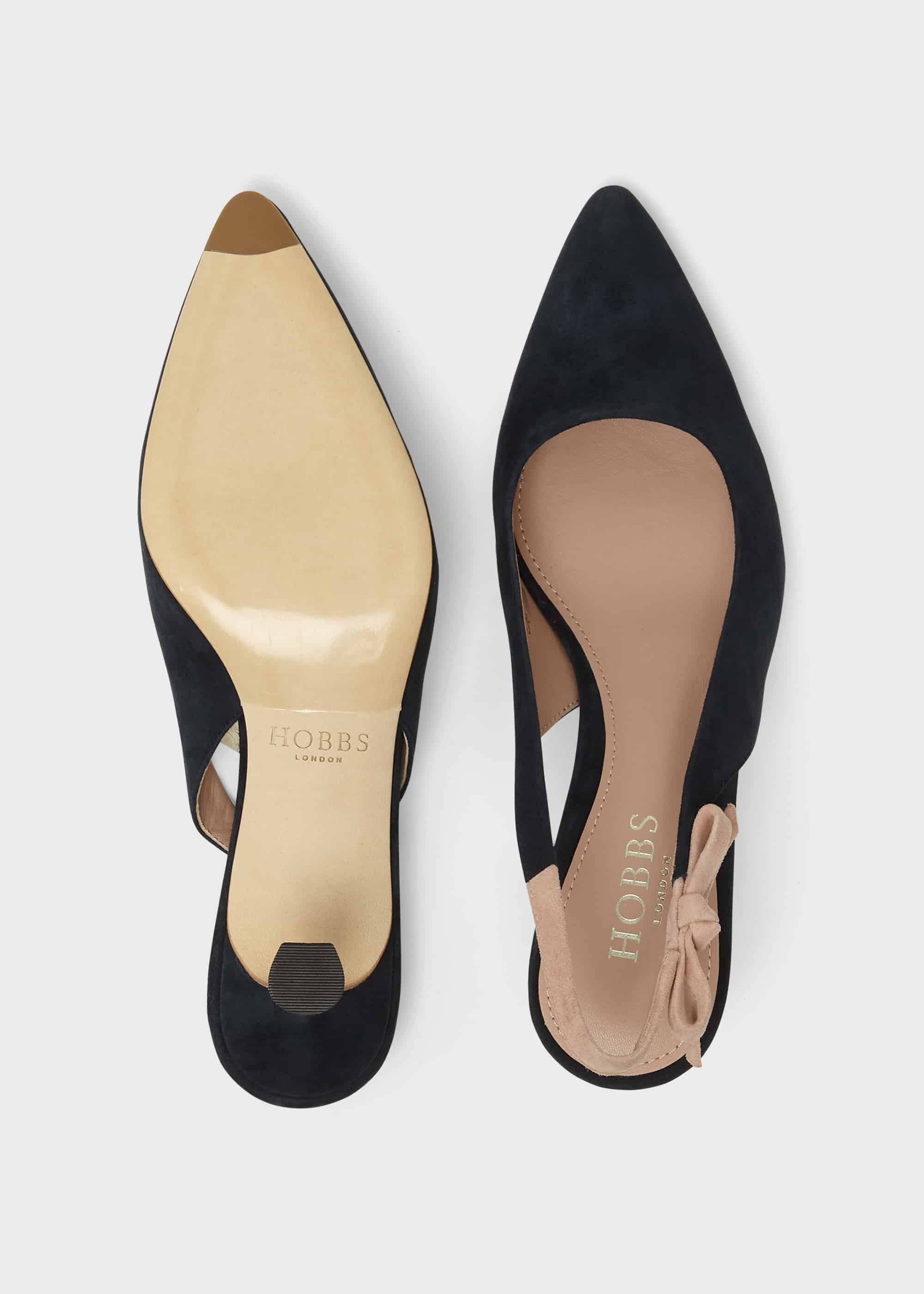 navy suede slingbacks