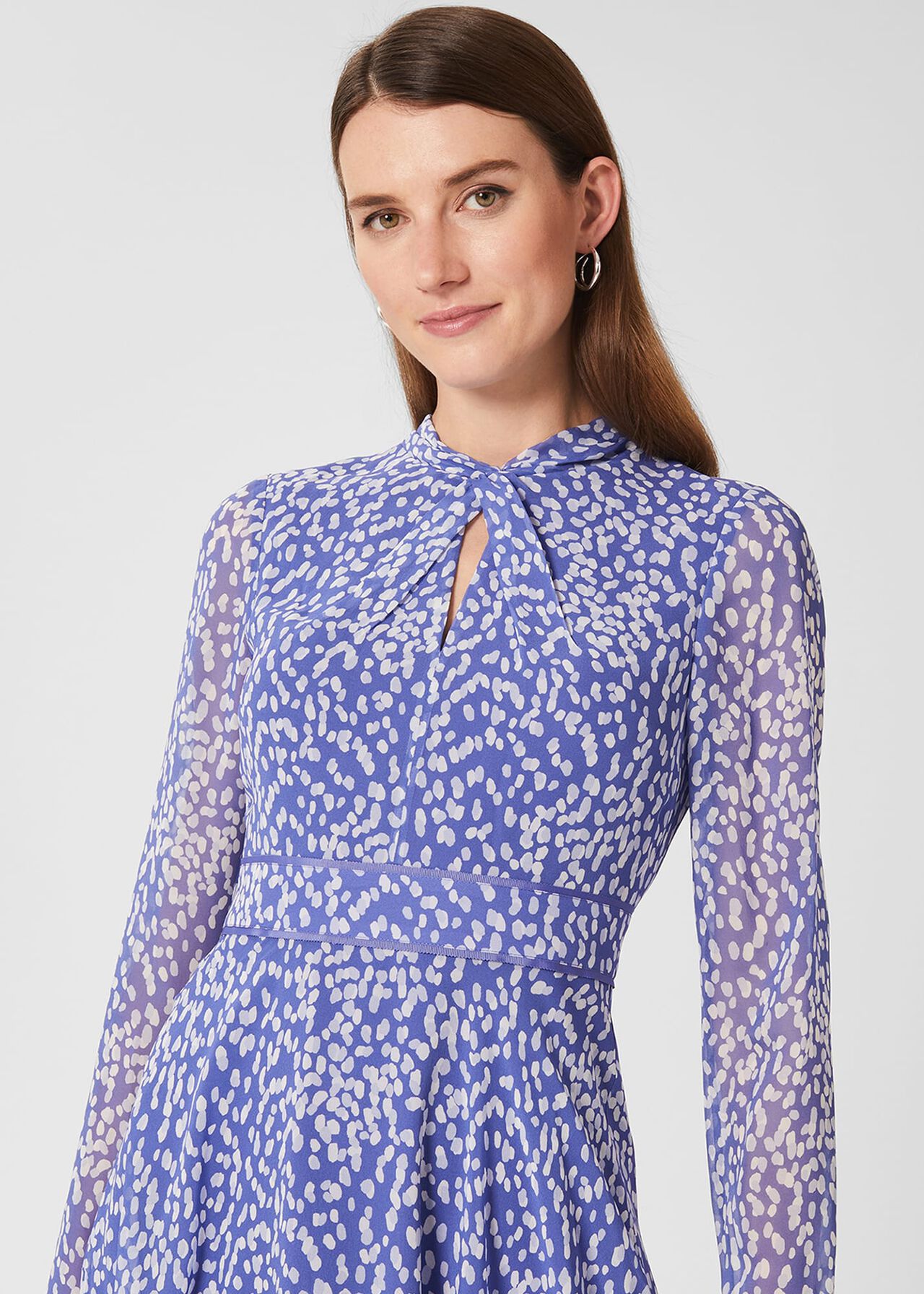 Helena Silk Midi Dress, Blue Multi, hi-res