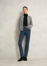 Grey Bonnie Wool Blend Knitted Bomber Jacket, Mid Grey Marl, hi-res