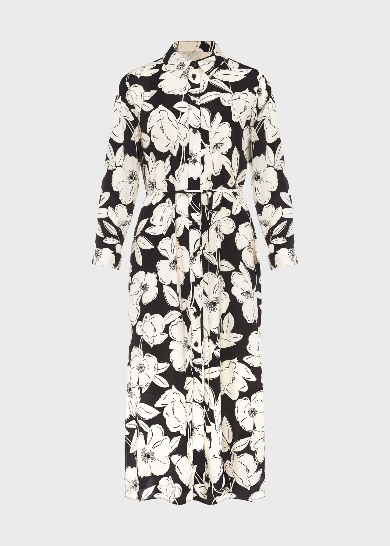 Chiara Floral Shirt Dress, Cream Black, hi-res