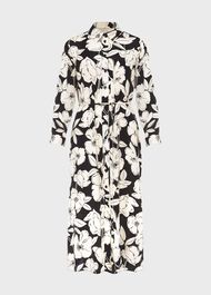 Chiara Floral Shirt Dress, Cream Black, hi-res