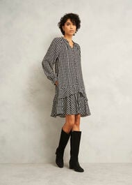 Hewlett Geo Mini Dress, Black Cream, hi-res