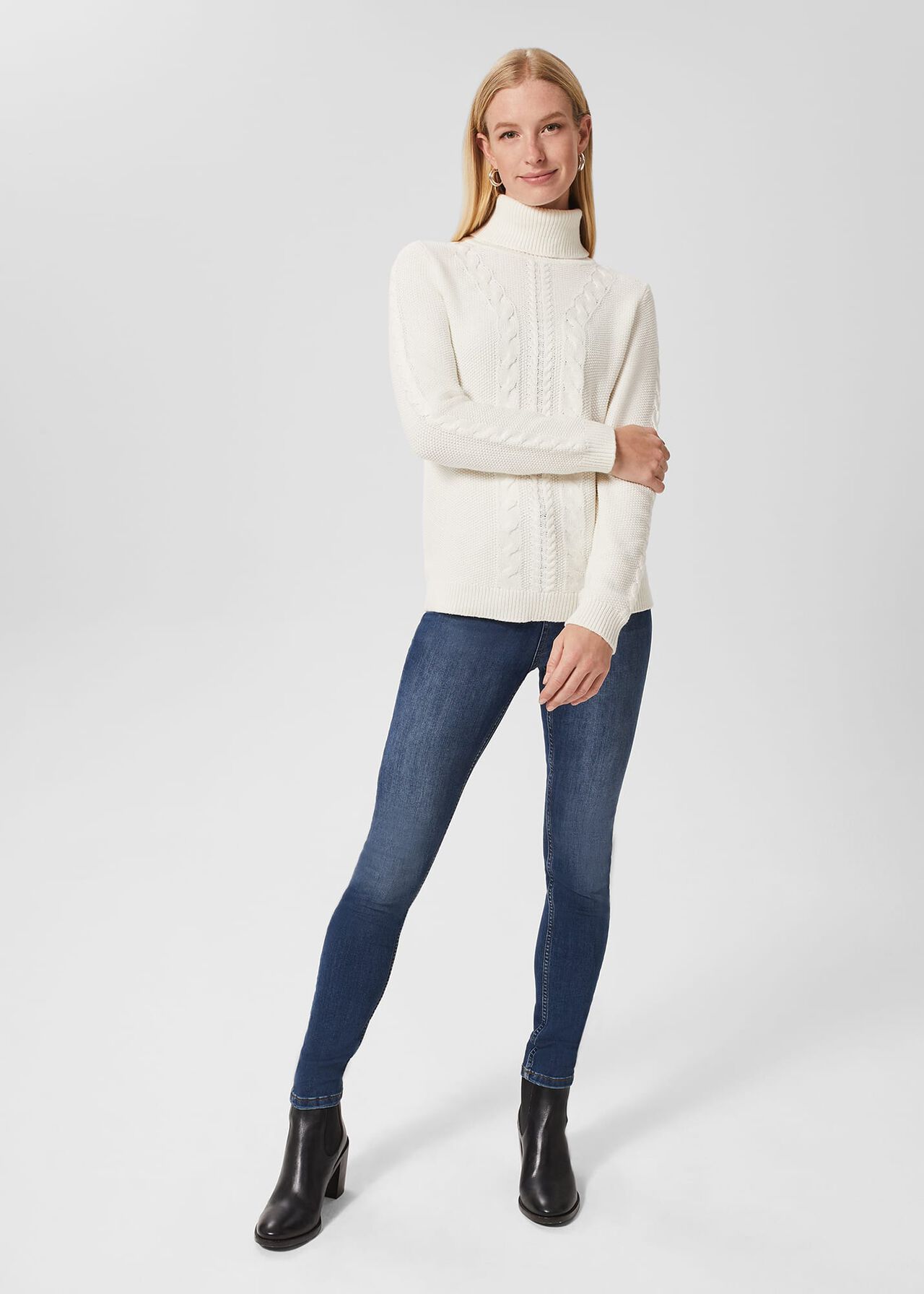 Nora Cable Sweater, Ivory, hi-res