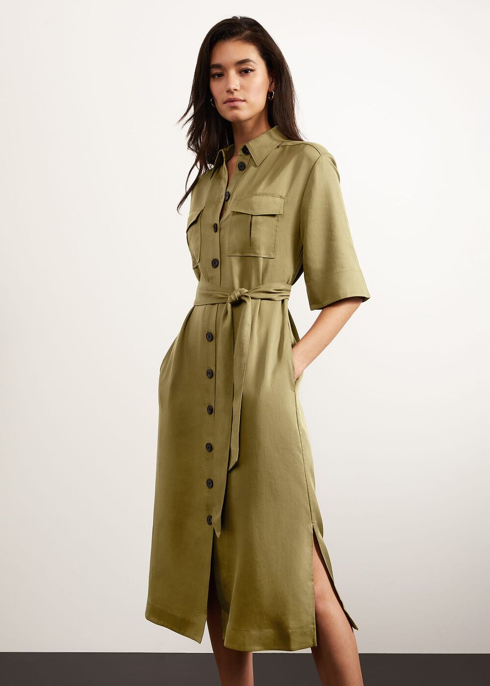 Claremont Dress, Dark Khaki, hi-res