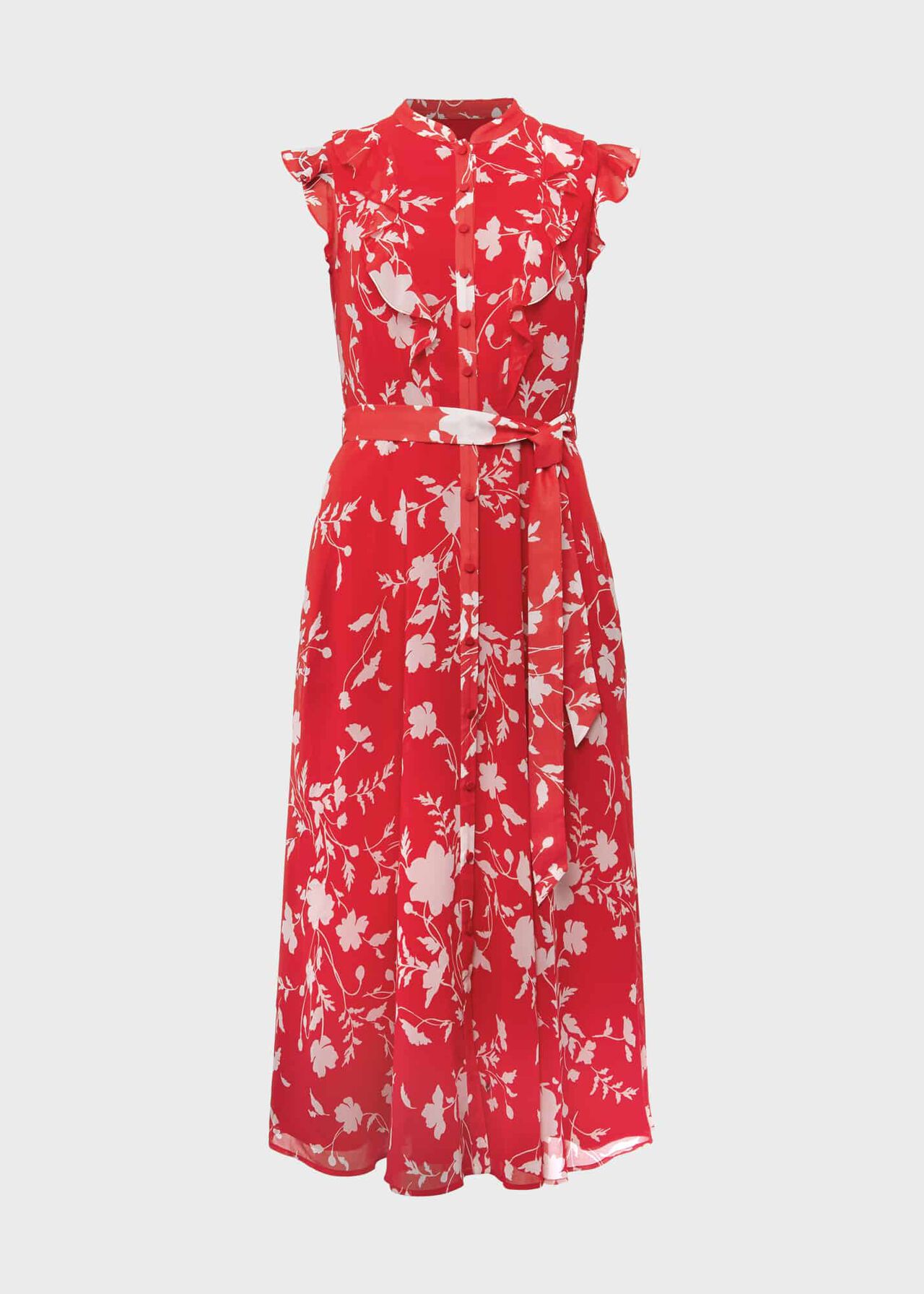 Georgiana Floral Dress, Red Ivory, hi-res