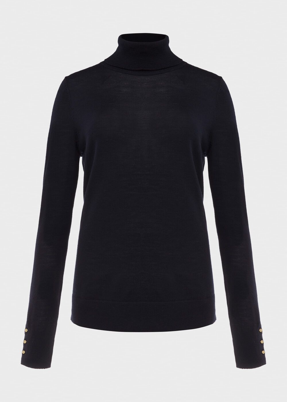 Lara Merino Wool Roll Neck Jumper, Navy, hi-res