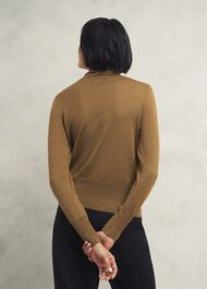 Clarendon Wool Silk Roll Neck Sweater, Classic Vicuna, hi-res
