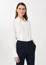 Eva Silk Shirt, Ivory, hi-res
