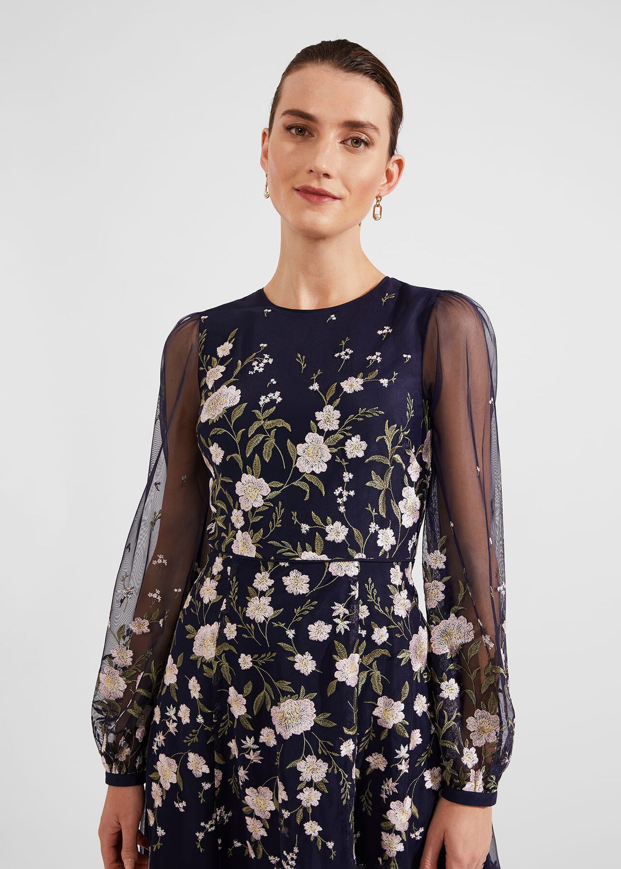 Lois Embroidered Midi Dress, Navy Multi, hi-res