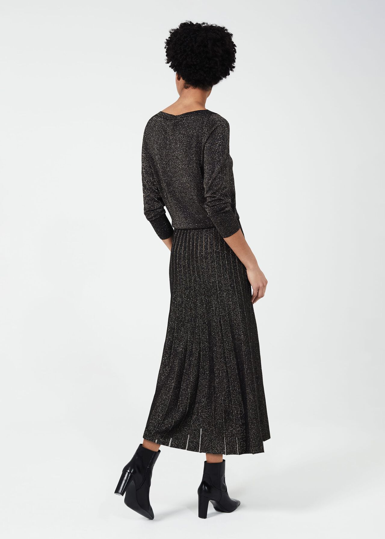 Ira Knitted Skirt, Black Gold, hi-res